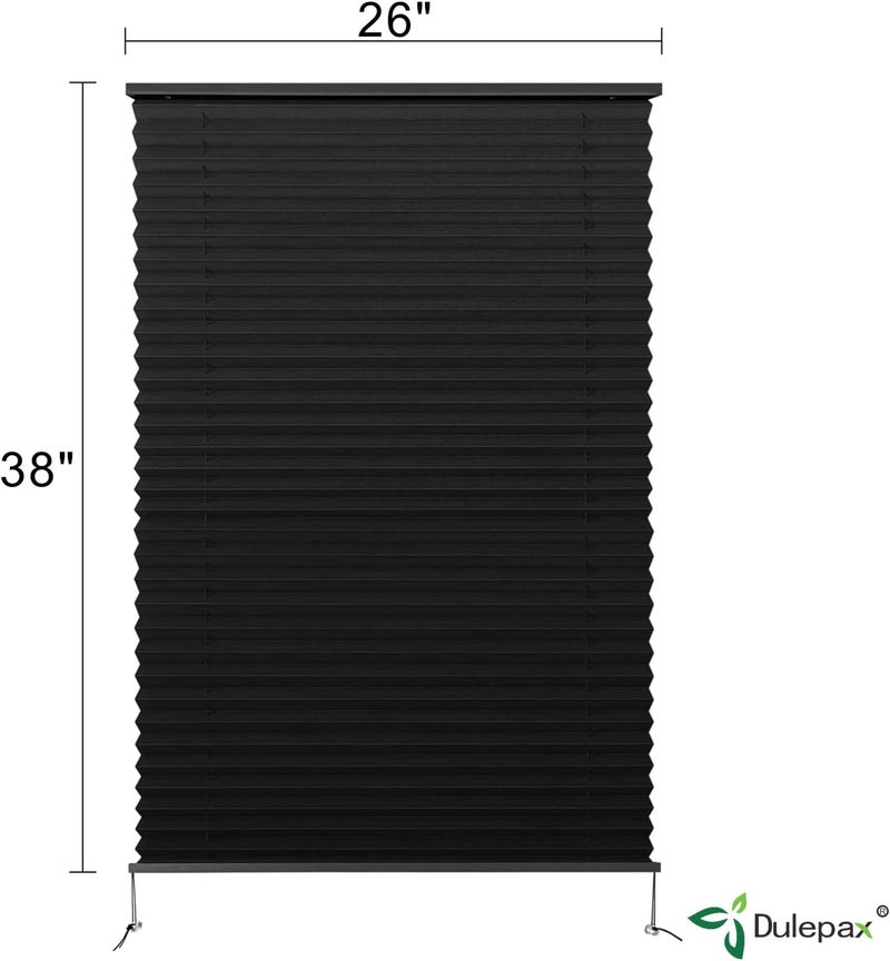 Dulepax RV Pleated Shades, 26" W x 38" L Black Window Blinds for Camper, Travel Trailers, Motorhome - Image 2